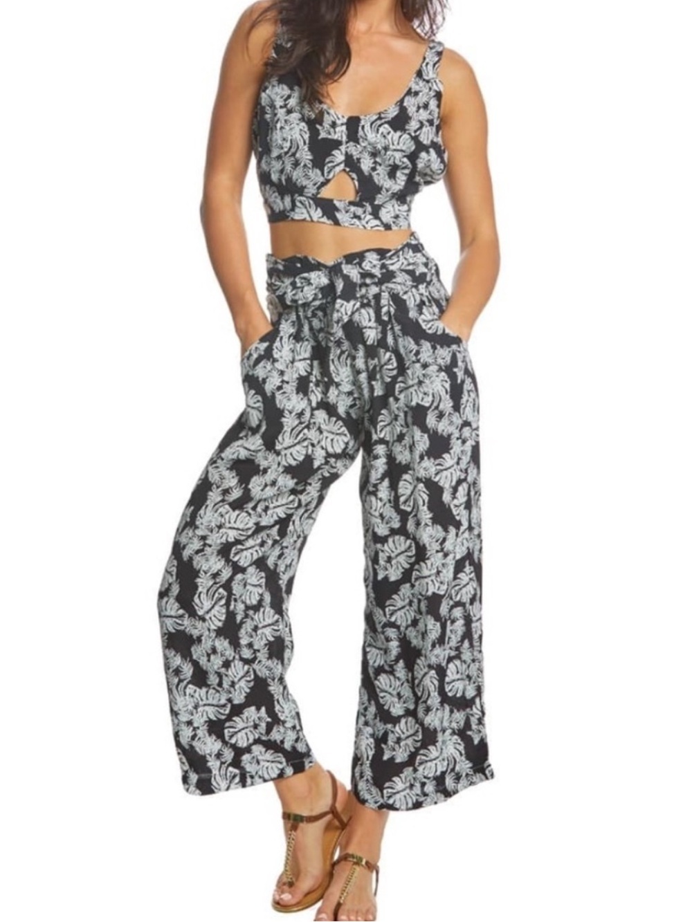 LUCYLOVE Black and White Leaf Print Set